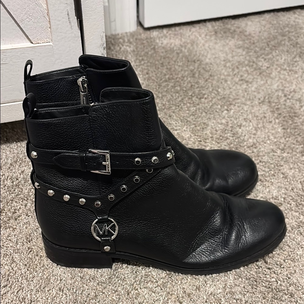 Michael Kors Preston Black Leather Ankle Boot